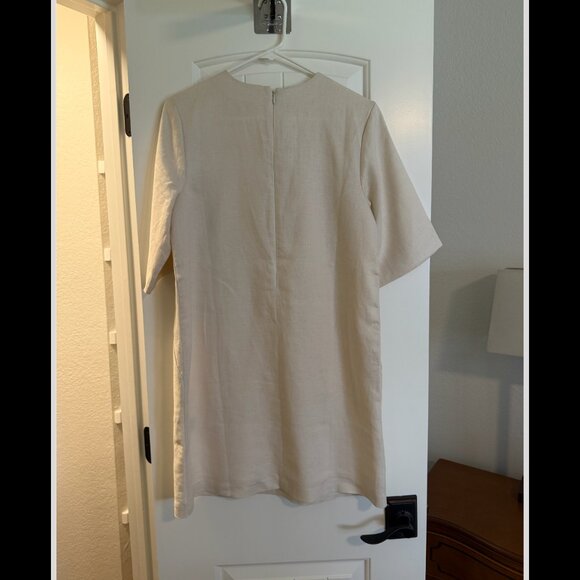 Banana Republic Linen Shift Dress in Transition Cream White | Size 4 Tall - Picture 5 of 6